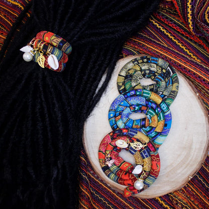 3 Pcs Spriral Lock Hair Tie dreadlock hair tie set dreadlock accessories for women and men dreadlocks ponytail holder Dread hair ties for braids thick curly hair (20 inches, Colorful)