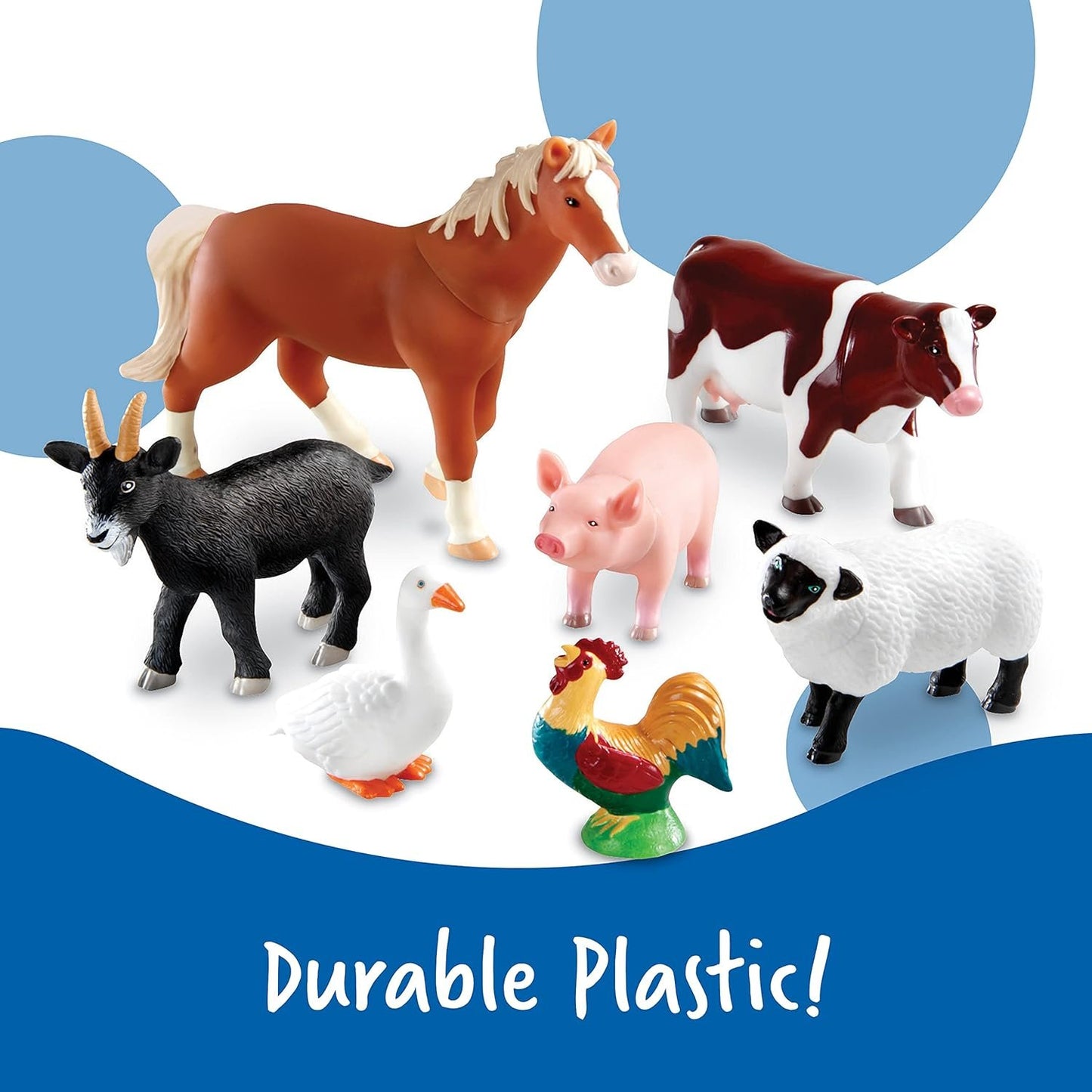 Learning Resources Jumbo Farm Animals - 7 Pieces, Ages 18+ Months Animal Toys for Toddlers, Farm Animals for Kids