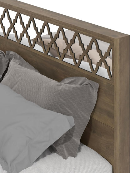 Galano Aideliz Wood Platform Queen Bed Frame with Headboard, Mattress Foundation with Wood Slat Support, No Box Spring Needed, Easy Assembly, Knotty Oak