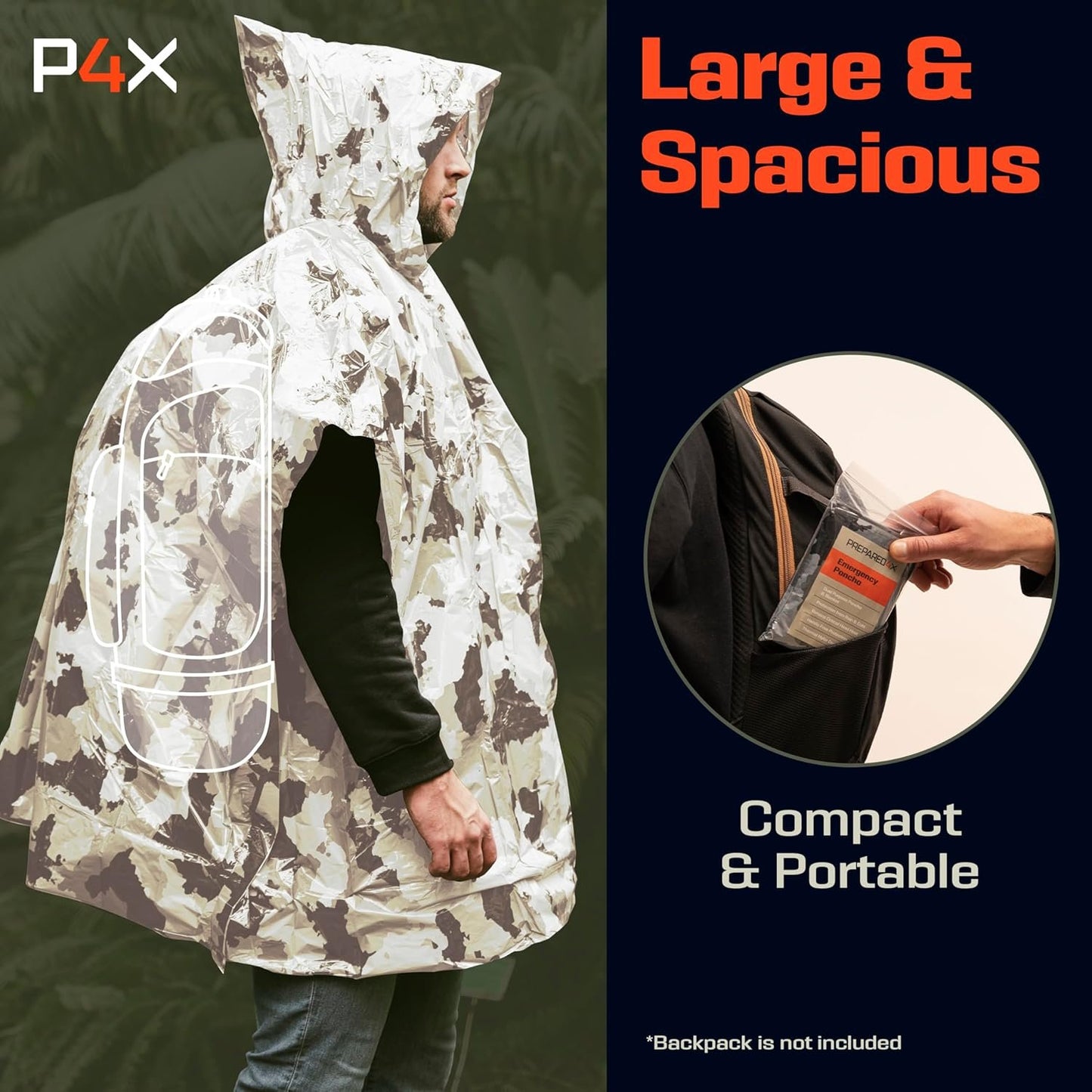 Blanket Poncho - Keeps You and Your Gear Dry and Warm - Survival Equipment for Outdoor Activity - Camping Hiking Gear