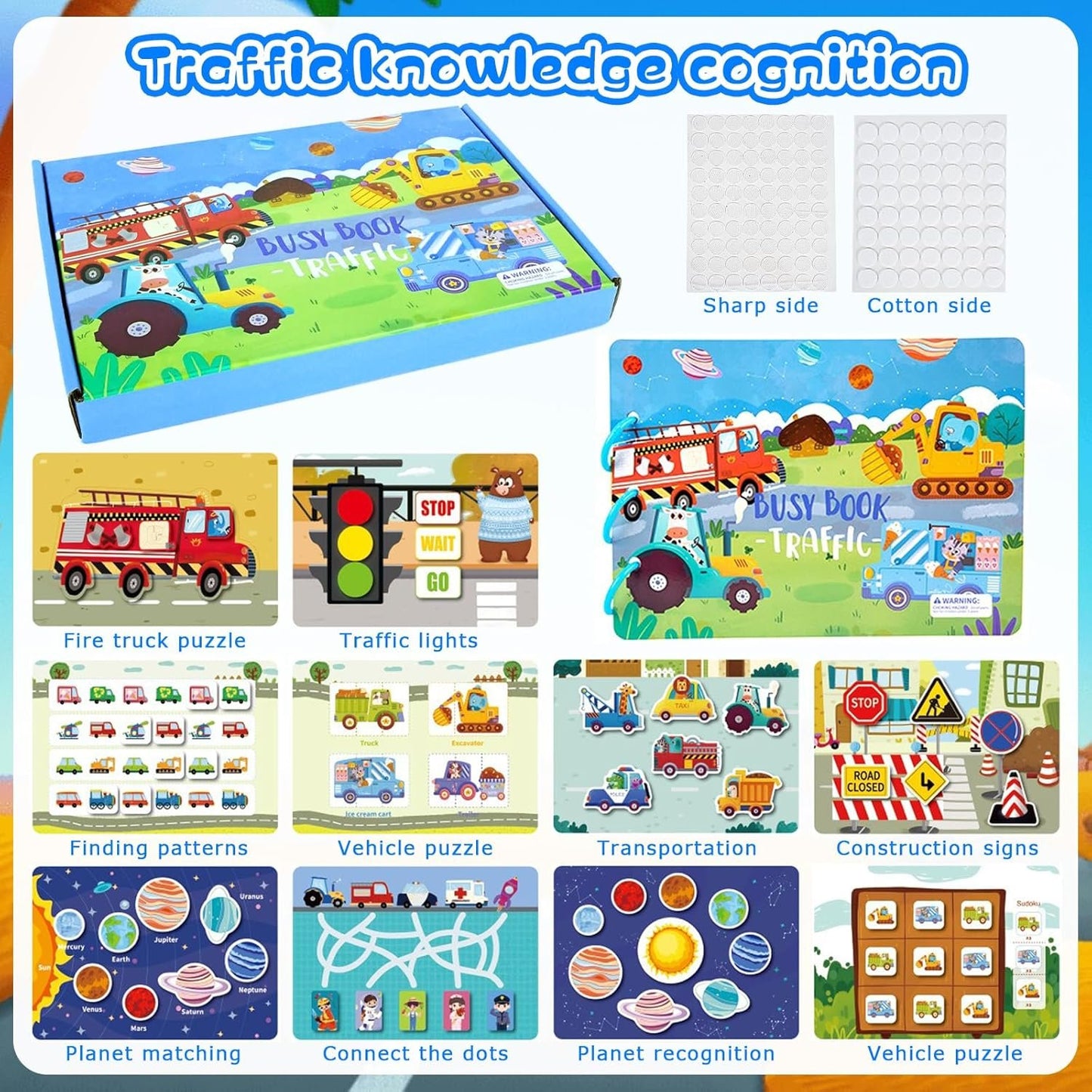 Peeokuo 3 Pack Montessori Busy Book for Toddlers 3+, Kindergarten/Prek/Preschool Learning Activities, Autism Sensory Book, Quiet Activity Book, Educational Toys Learning Materials for Kids Ages 3-5