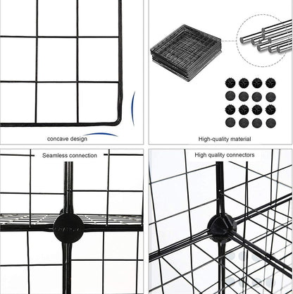 C&AHOME Wire Cube Storage, 9-Cube Storage Organizer, Metal Stackable Storage Bins, Modular Bookshelf, DIY Closet Cabinet Ideal for LivingRoom Bedroom, Home, Office 36.6”L x 12.4”W x 48.4”H Black