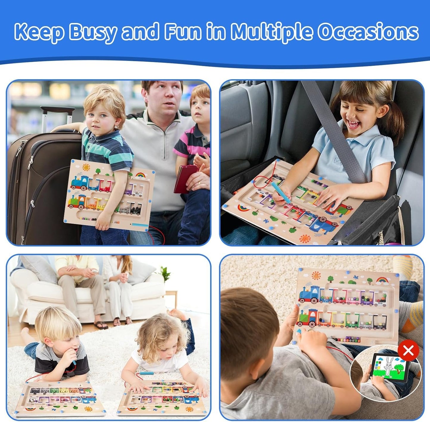 Montessori Toys for 2 Year Old, Magnetic Color and Number Maze, Wooden Toddler Magnet Puzzles for Kids Girls Boys 2-4 3-5, Magnetic Board Train Learning Toys Birthday Gifts