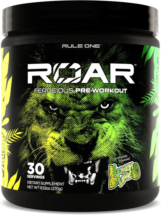 Rule1 R1 Roar Ferocious Pre-Workout Powder 270 g, Lemon Lime (30 Servings)