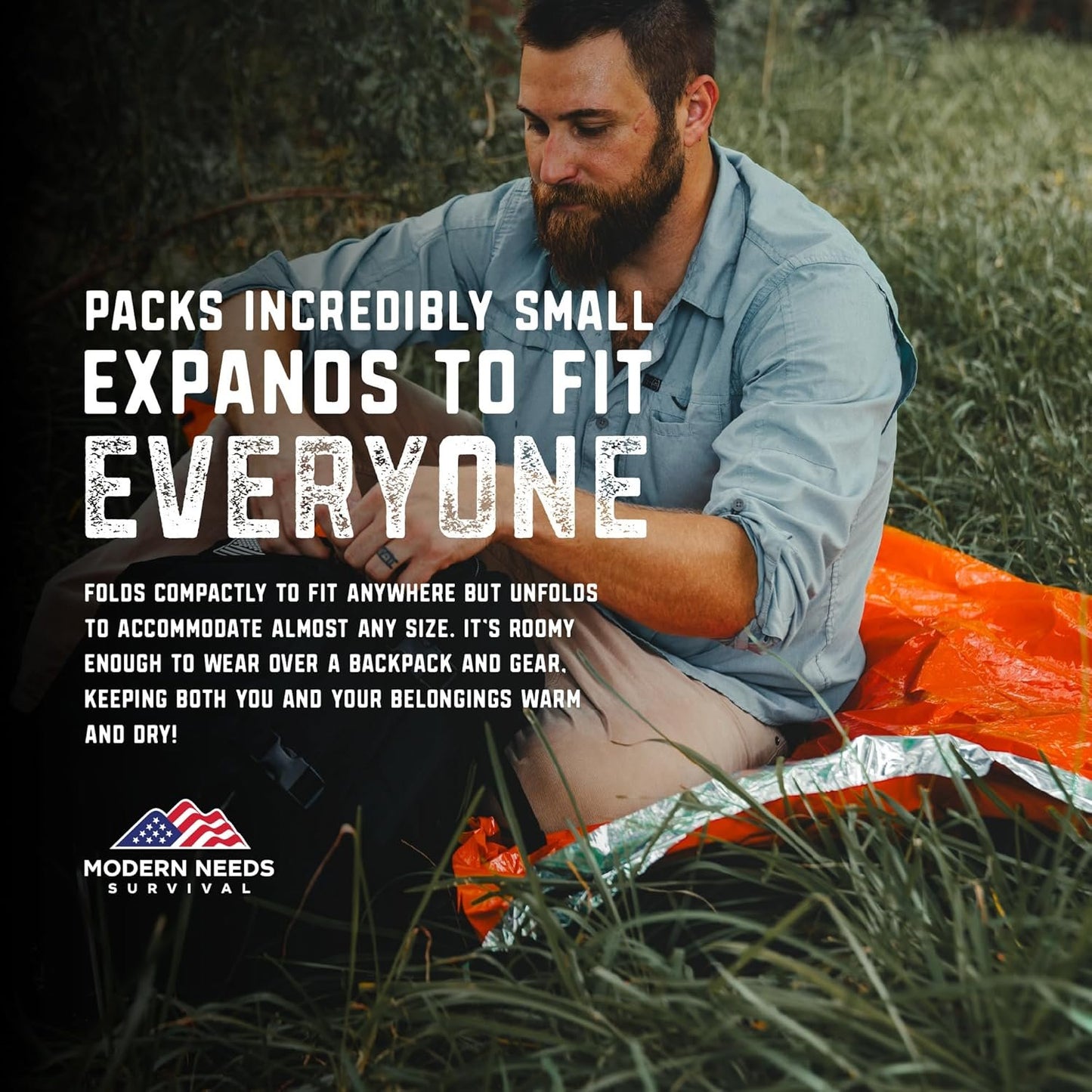 Modern Needs Emergency Sleeping Bag – Emergency Thermal Blankets for Survival – Use it as an Emergency Blanket & Thermal Bivy Sack – for Your Survival Gear and Supplies