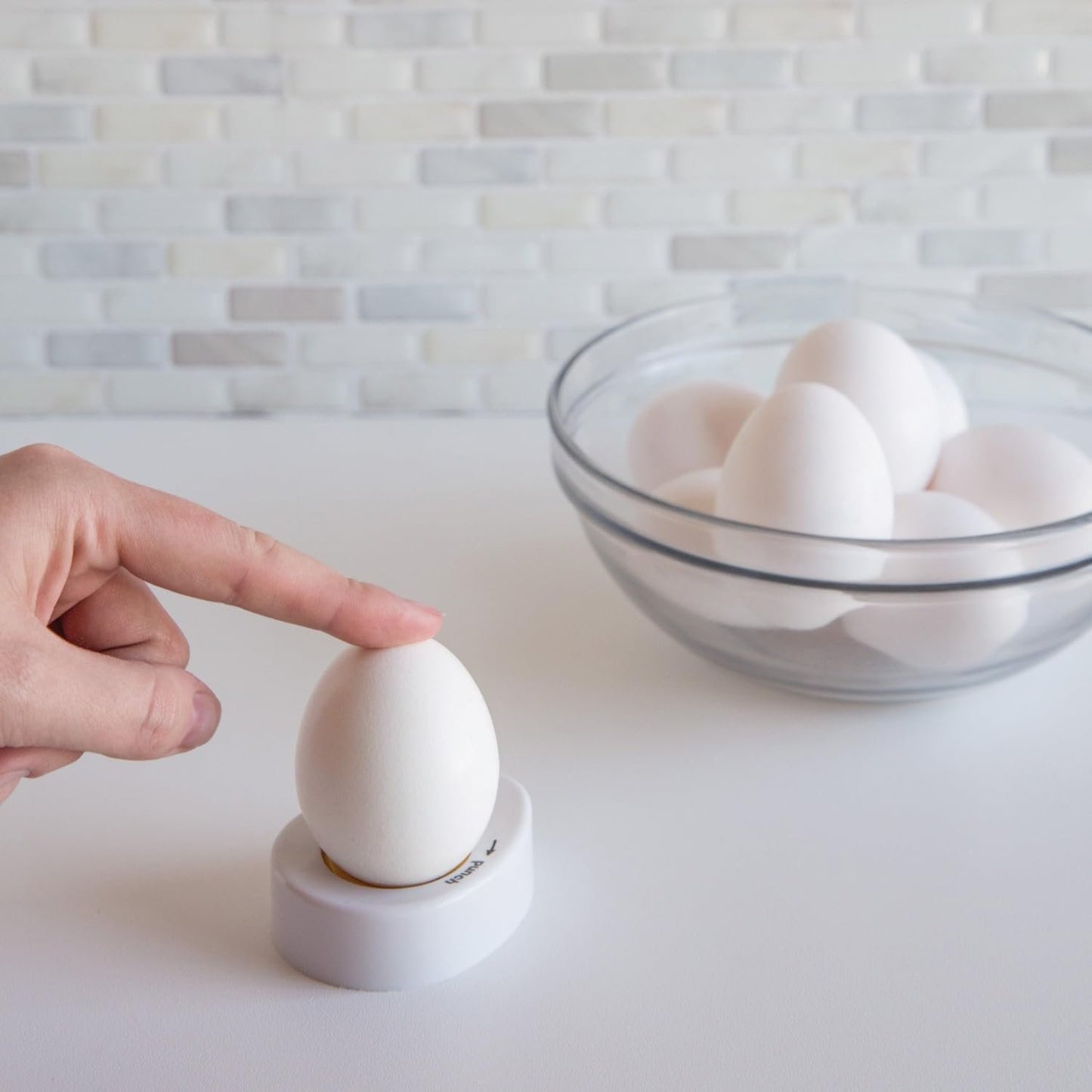Fox Run 5711 Hard Boiled Egg Piercer with Safety Lock Feature, White