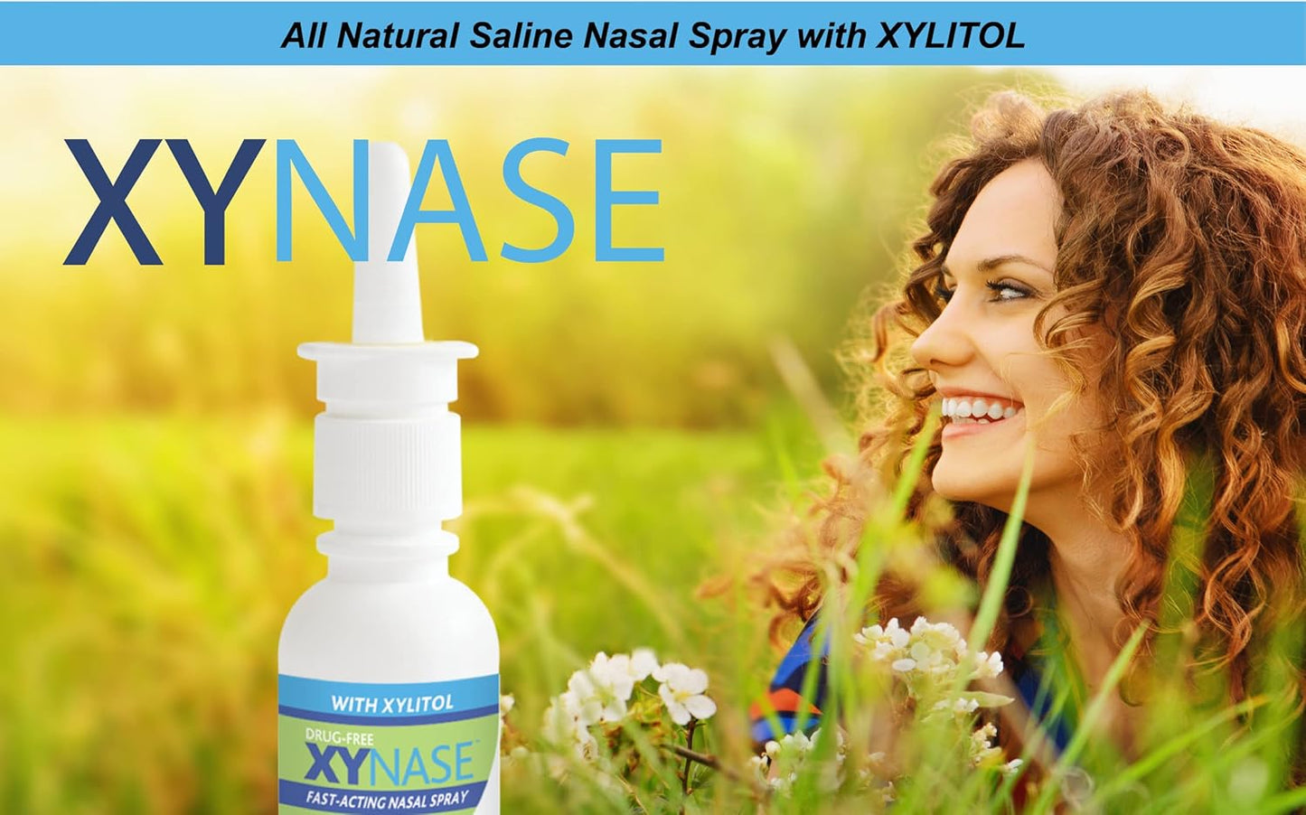 Xynase Natural Saline Nasal Spray with Xylitol - Relieves Nasal Congestion, Dry Nose, Allergy Symptoms, Sinus Pressure (0.75 fl oz Each) 3 Pack