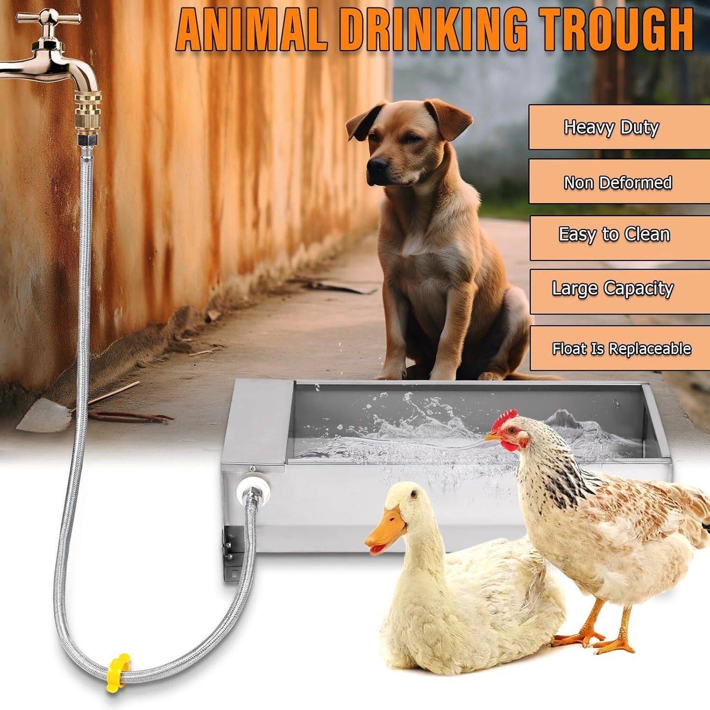 PAULOZYN Portable Livestock Automatic Waterer, Heavy-Duty Large Capacity Automatic Livestock Waterer, 7.5L, Suitable for Horse, Goat, Pig, Dog, Sheep