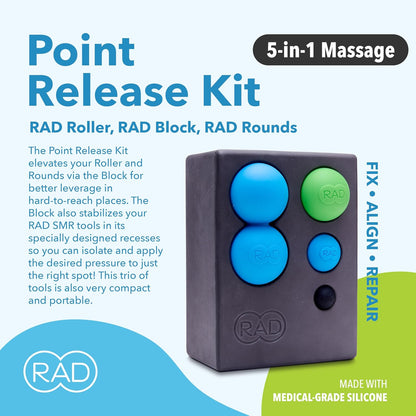 RAD Point Release Kit I Myofascial Release Tool Kit with Block, Massage Balls and Peanut Roller for Self Massage, Mobility and Recovery