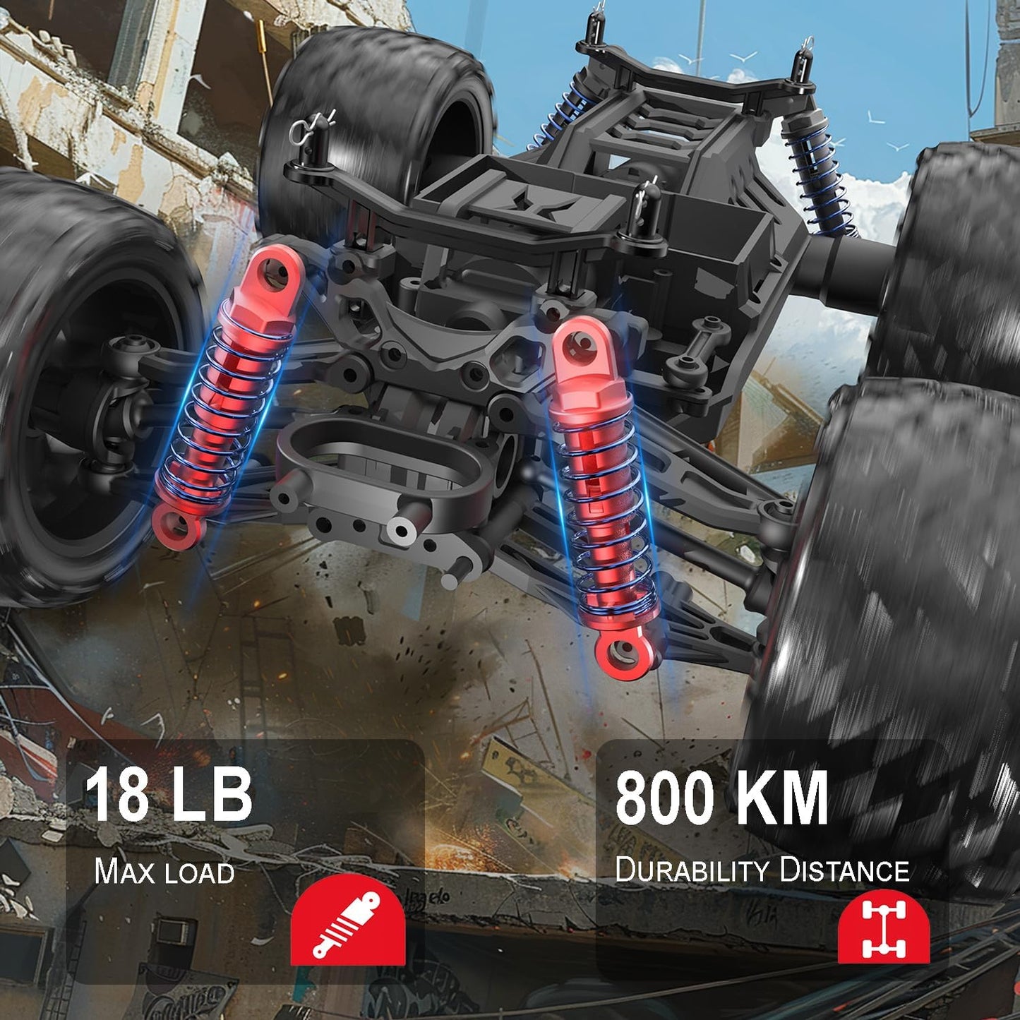 DEERC RC Cars 9310 High Speed Remote Control Car for Adults Kids 30+MPH, 1:18 Scales 4WD Off Road RC Monster Truck,Fast 2.4GHz All Terrains Toy Trucks Gifts for Boys,2 Batteries for 40Min Play