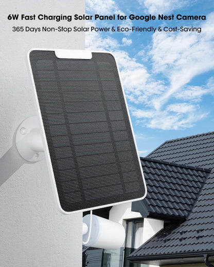 6W Solar Panel Charger Compatible with Google Nest Camera Outdoor & Indoor (Battery Version), Solar Power for Google Nest Cam, IP65 Weatherproof, w/Secure Wall Mount & Screwdriver, 13ft Cable, 3 Pack