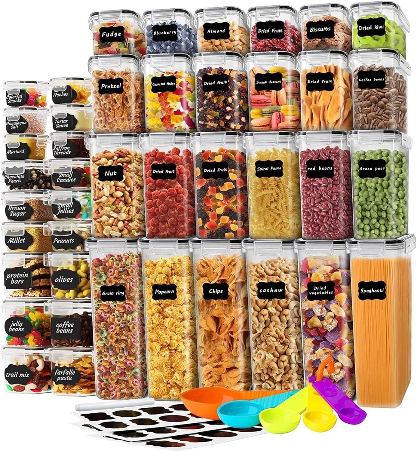 stusgo 42 Pack Airtight Food Storage Containers Set - Cereal Storage Containers for Kitchen Storage & Organisation with Lids & BPA Free Pantry Storage Containers Organiser