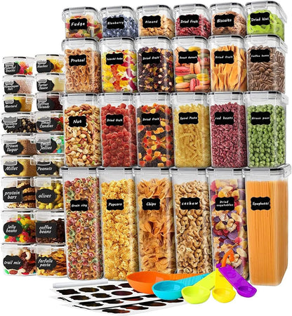 stusgo 42 Pack Airtight Food Storage Containers Set - Cereal Storage Containers for Kitchen Storage & Organisation with Lids & BPA Free Pantry Storage Containers Organiser