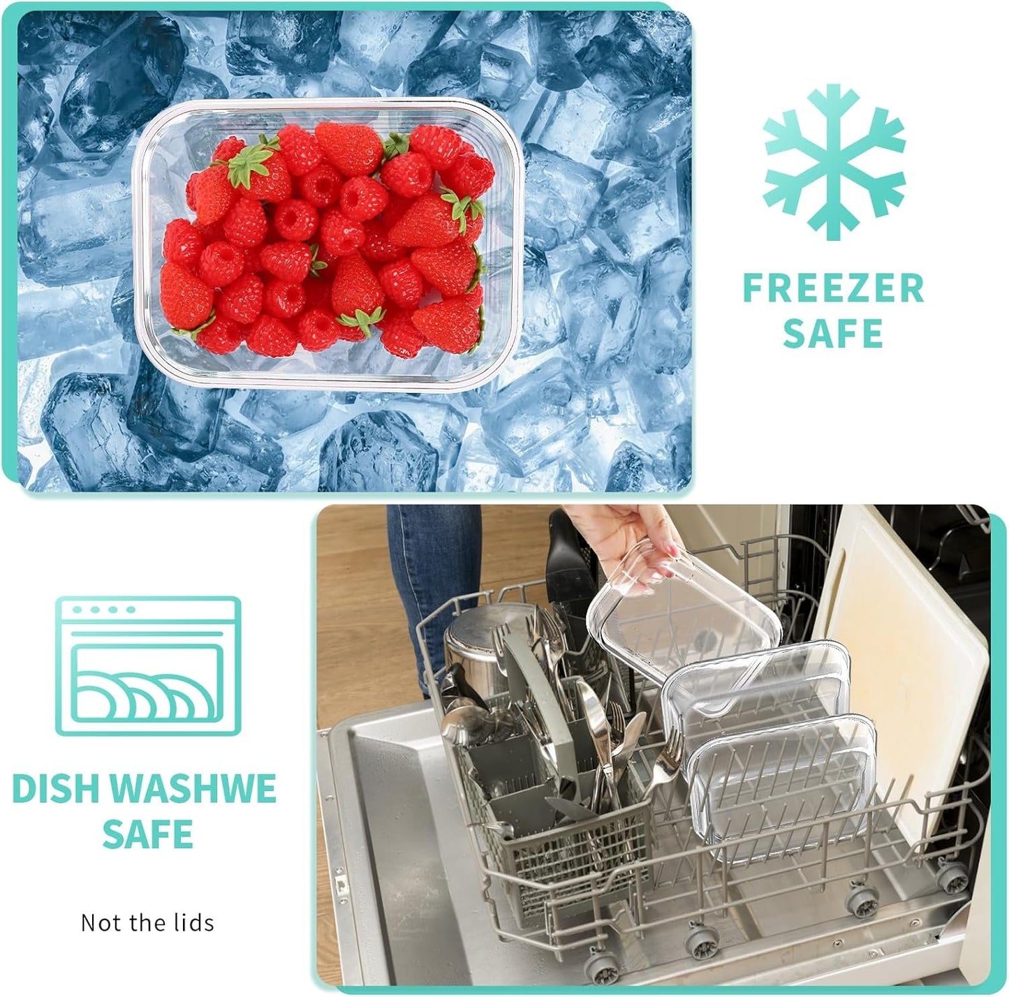 Skroam 10 Pack Glass Food Storage Containers with Lids, Glass Airtight Meal Prep Container Set for Lunch, on the Go, Leftover, Kitchen Pantry Organizers and Storage, BPA Free & Leak Proof