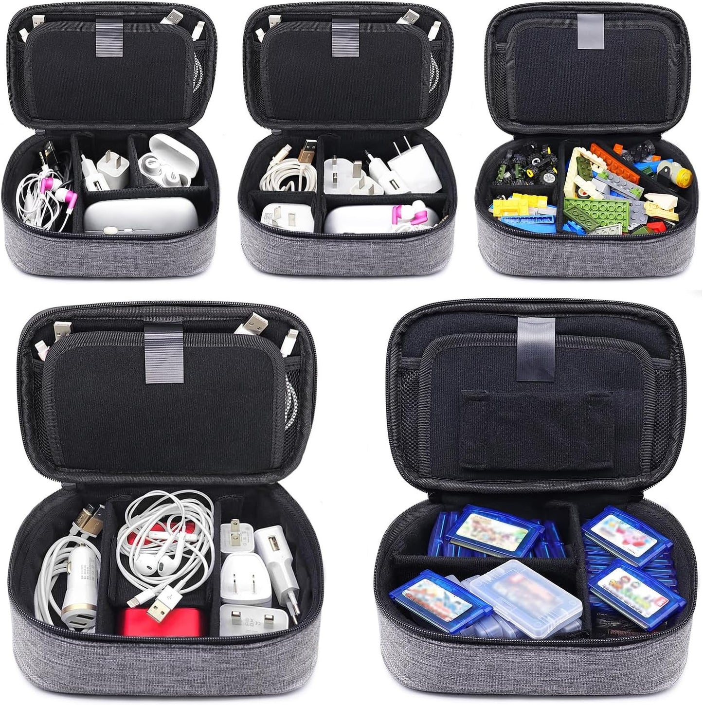 sisma Travel Electronics Organiser Carrying Case for Power Cords Power Bank Earbuds Hard Drives Memory Cards Laptop Adapter Mouse Small Tech Accessories -Grey 1680d Fabrics