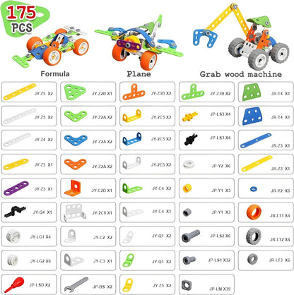 MOONTOY 175 Pieces STEM Toys for 4 5 6 7 8+ Year Old Boys Erector Sets Kits Building Toys for Kids Ages 4-8 4-6 5-7 6-8 Best Birthday Gift 6 Year Old Boy Gifts Creative Learning Games Steam Activities