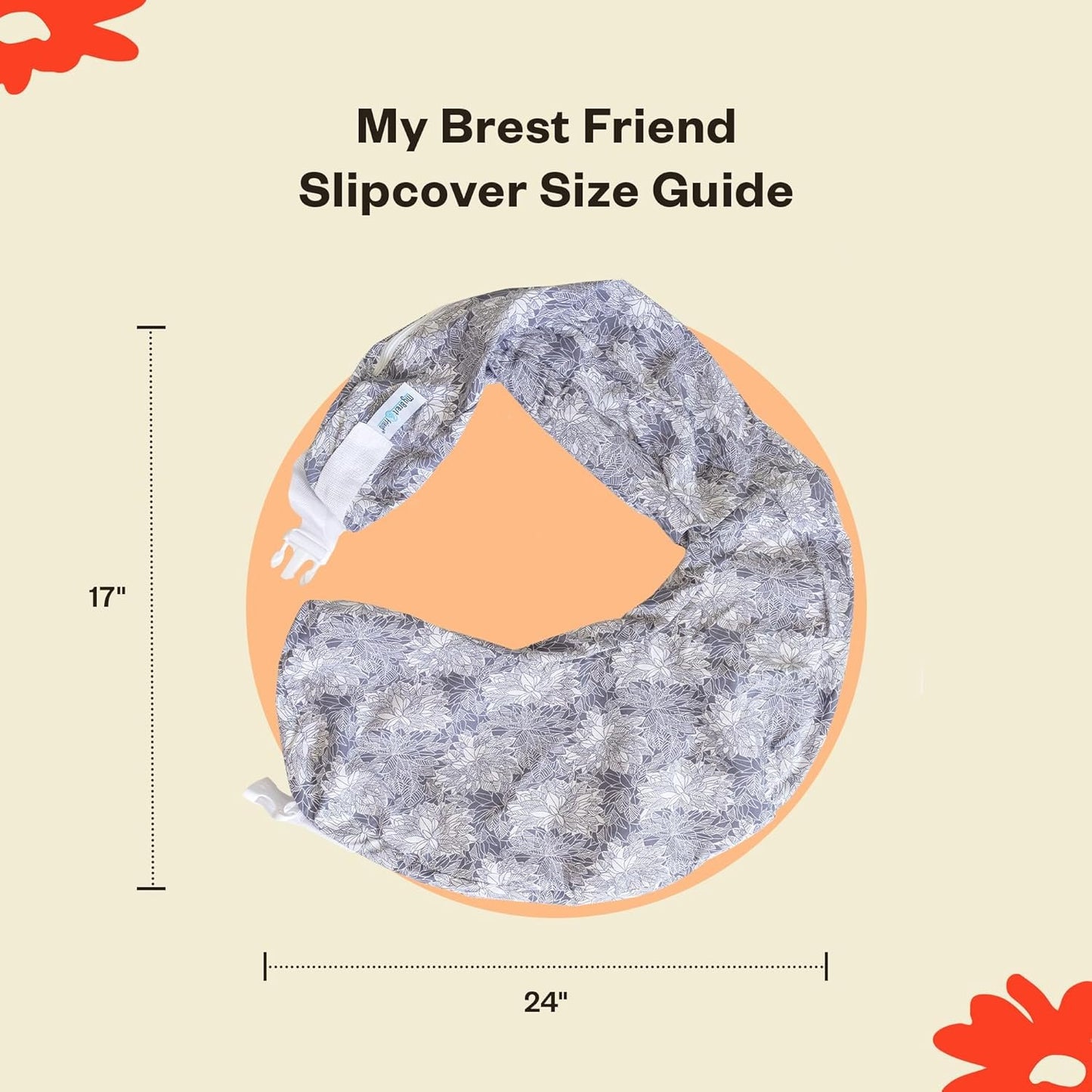 My Brest Friend Nursing Pillow - Midnight Poppy,Grey. Black