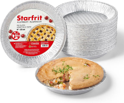 Starfrit (50-Pack) 9” Deep Pie Plates (23 cm) - Recyclable - Disposable - Oven & Freezer Safe - Perfect for Baking Pies, Chicken Pot Pies & Quiches