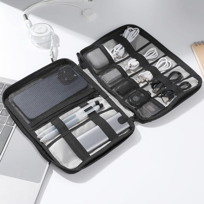 Cozary Cable Organizer, Portable Travel Case for Electronic Accessories, Travel Bag Cable Organizer Holder for USB Cables, SD Cards, Chargers, Hard Disk, Black, Portable and Space Saving