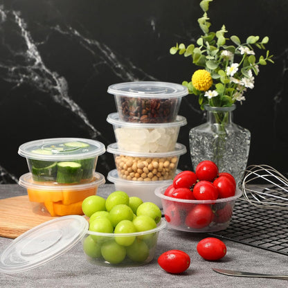 Augshy 40 Pack Small Slime Containers with Lids, Jello Shot Cups Condiment Containers Plastic Portion Cups with Lids for Sauce Salad Dressing Food Storage Containers(6 oz)