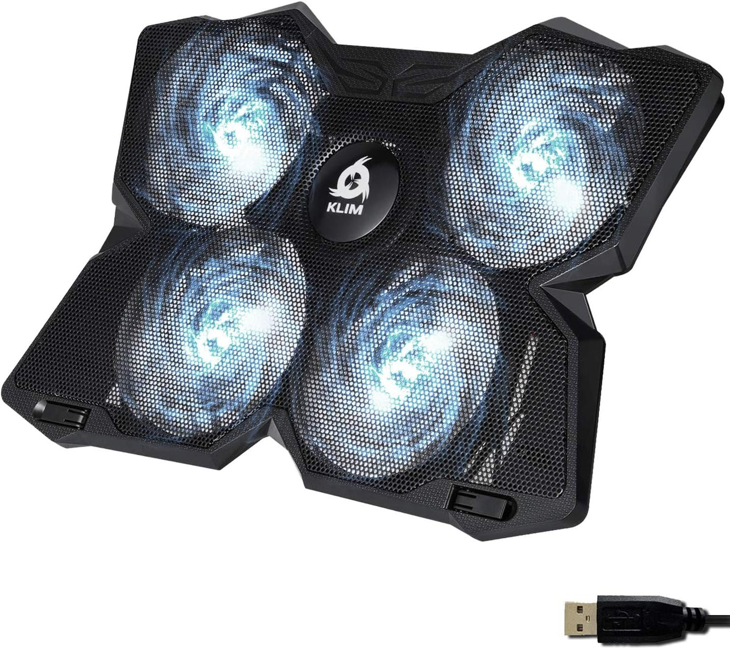 KLIM Wind Laptop Cooling Pad - More Than 500 000 Units Sold - New Version - The Most Powerful Rapid Action Cooling Fan - Laptop Stand with 4 Cooling Fans at 1200 RPM - USB Fan - PS5 PS4 - White