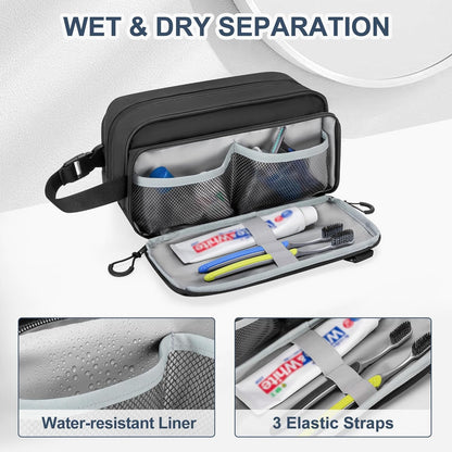 Prokva Men's Toiletry Bag, Tactical Hygiene Bag, Shaving Kit, Toiletry Bag, Large Capacity Toiletry Bag, Black