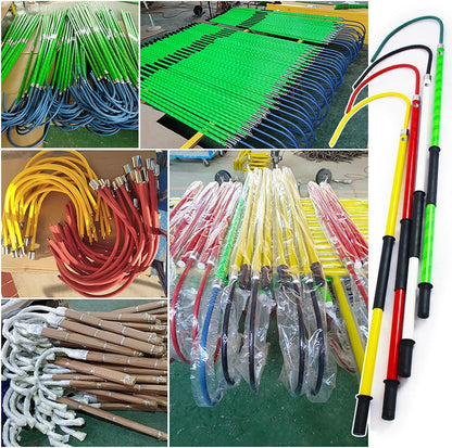Rescue Hook Stick Electrical Safety Commercial High Voltage Insulated Rescue Hook, Anti-Electrocution Fire Electrical Safety Pole Tool Life-Saving Rod with Non-Slip Handle, for Power Station/Factory E