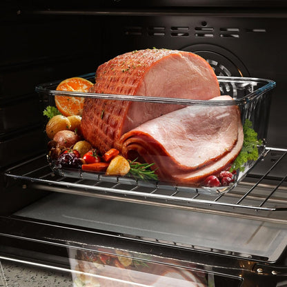 Large Glass Storage Containers with Lids, Watermelon Containers, Extra Large Glass Food Storage Airtight, Big Glass Containers Potluck, XL Glass Food Storage for Turkey Rotisserie Chicken, 220oz/28cup