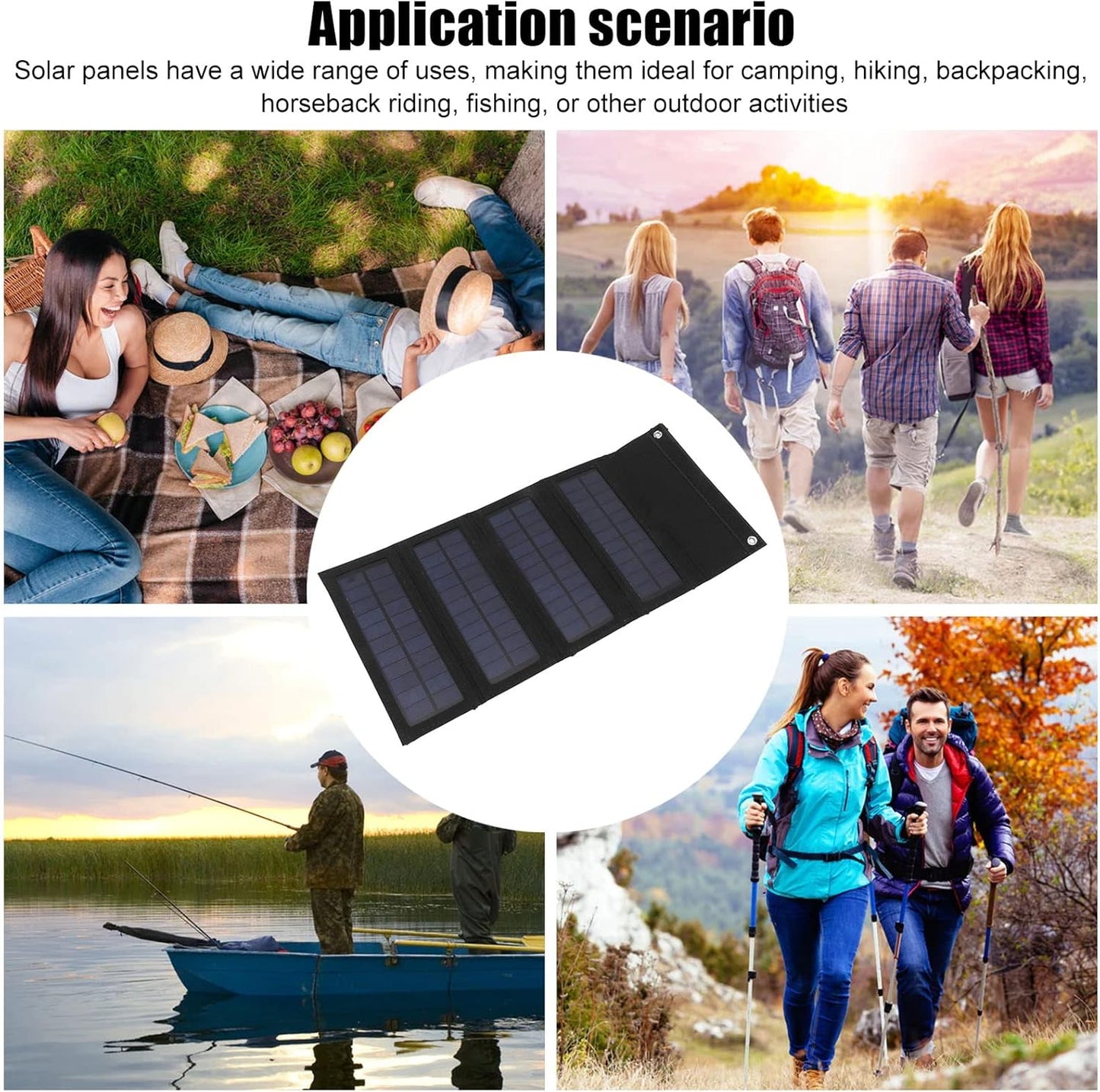 40W Solar Panel Charging Bag, Foldable Monocrystalline Solar Panel Charger with USB Interface for Laptop Outdoor Camping Hiking Emergency Charging (Black)