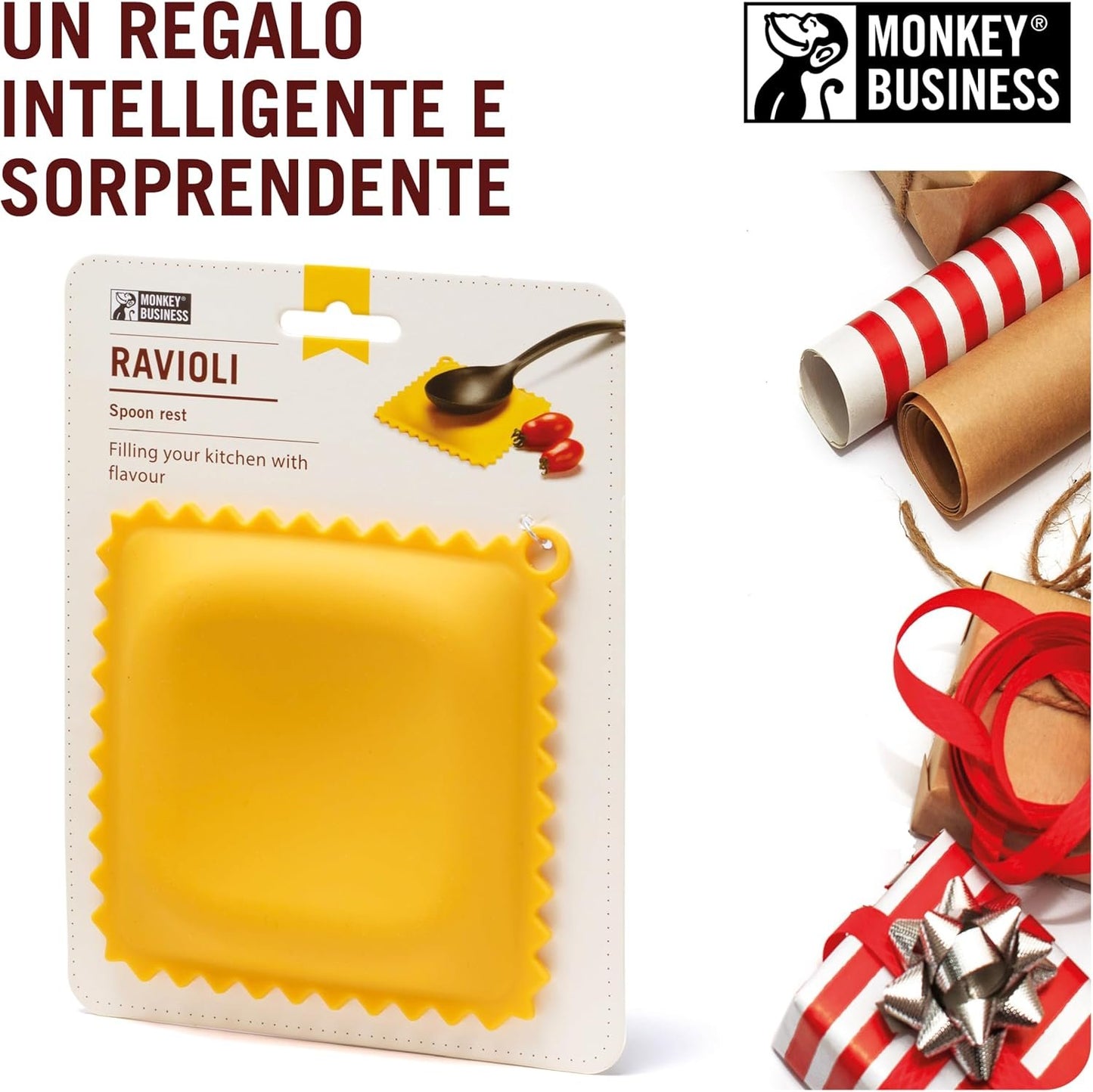 Monkey Business Ravioli Spoon Rest | Kitchen Counter Spoon Rest | Fresh and Cute Kitchen Gadgets | From A Collection of Pasta Shaped Kitchen Gadgets