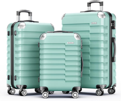 Strenforce Suitcase Sets Hardside 3 Piece Luggage Set with Lightweight Double Spinner Wheels,Mint Green