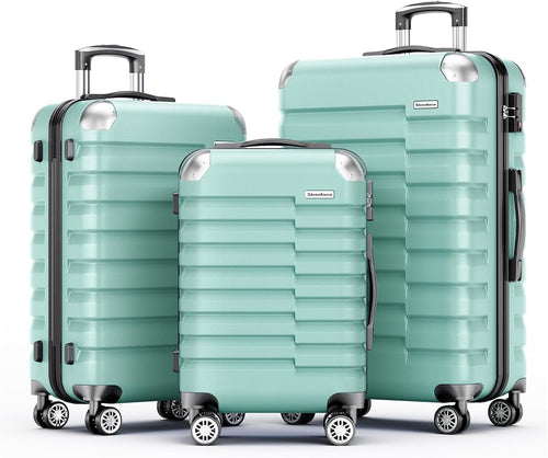 Strenforce Suitcase Sets Hardside 3 Piece Luggage Set with Lightweight Double Spinner Wheels,Mint Green