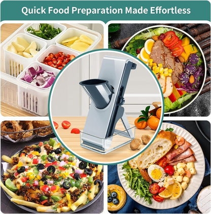 Safe Mandoline Slicer - Potato Slicer, Adjustable Vegetable Food Slicer Chopper, French Fry Cutter, Julienne Slicer, Professional 3 in 1 Chopping Artifact for Kitchen Chef Meal Prep