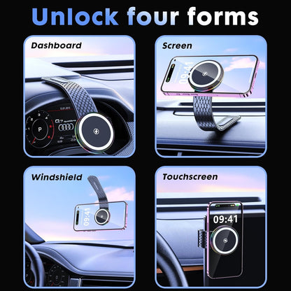 Pocaton for MagSafe Car Mount Charger, Magnetic Wireless Charger Car 15W Ultra Fast Charging Powerful Magnet Adjustable Angle Stability Easy Installation Phone Holder Car with Charging Function