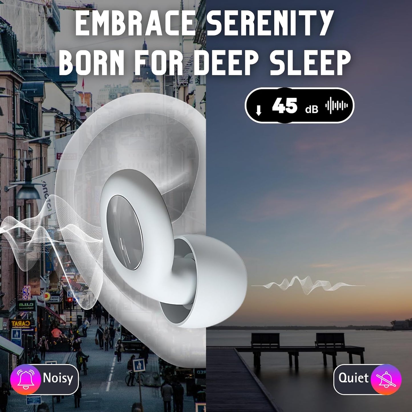 MUTEpodz Ear Plugs for Sleeping Noise Cancelling, 45dB Hearing Protection, Reusable, Super Soft Flexible Silicon Ear Plugs for Sleep, Concerts, Swimming, Anti Snoring, Focus, Travel, 8 Tips Earplugs for Noise Reduction (White)