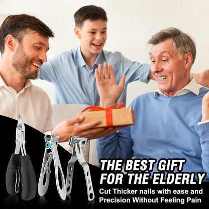 Toenail Clippers for Seniors Thick Toenails, Aucurwen Heavy Duty Toe Nail Clippers Adult Thick Nails Long Handle, Large Toenail Clippers for Thick Nails 7Pcs