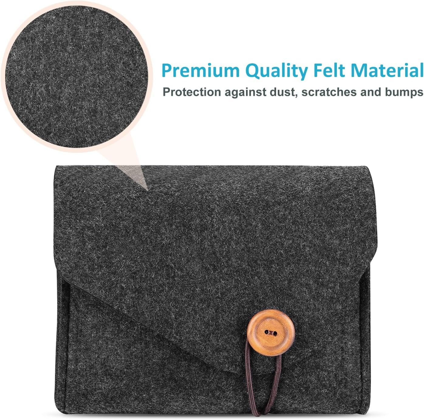 ProCase MacBook Power Adapter Case Storage Bag, Felt Portable Electronics Accessories Organizer Pouch for MacBook Pro Air Laptop Power Supply Magic Mouse Charger Cable Hard Drive Power Bankâ€“Black
