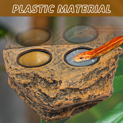 Reptile Magnetic Feeder Ledge, Reptile Food Water Dish with 2Pcs Bowls, Double Bowl Gecko Feeder Ledge, Reptile Feeding Bowl, Lizard Feeding Ledge for Lizard Crested Gecko