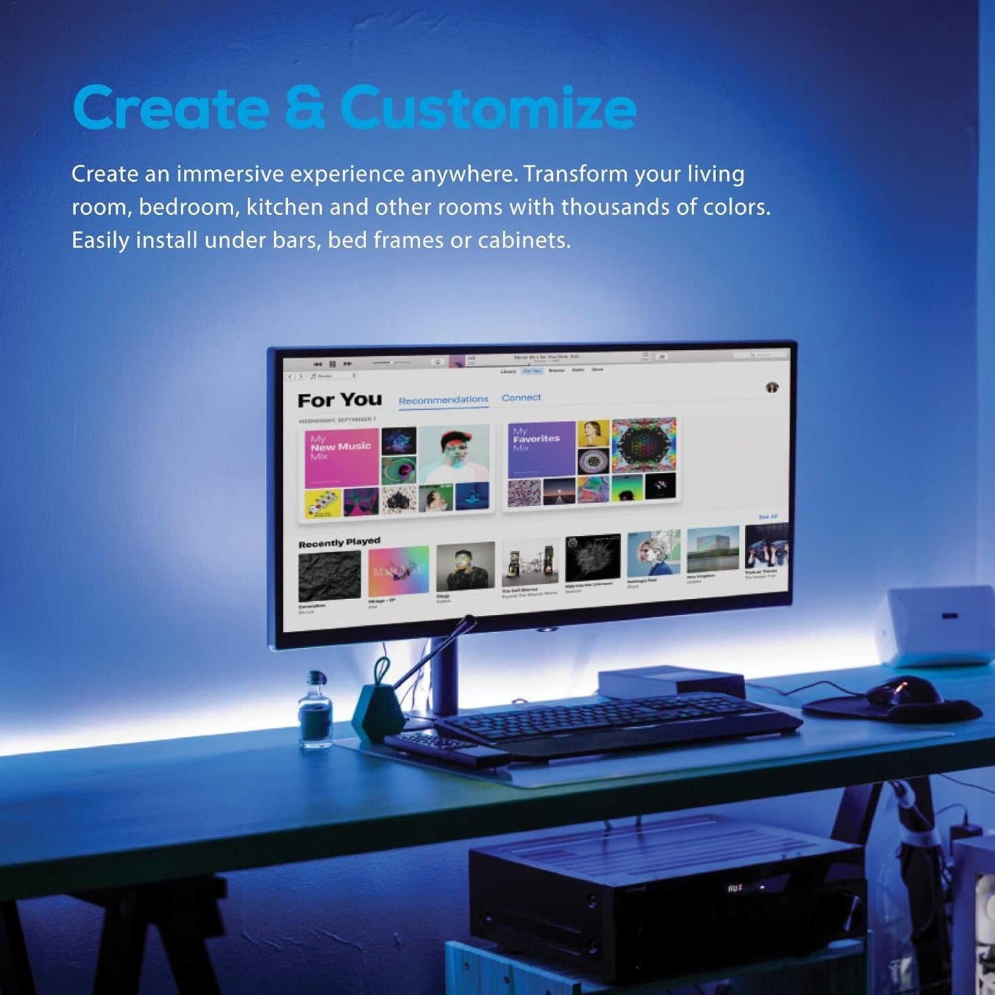 Geeni Prisma Strip Lighting Smart Wi-Fi Color Changing LED Light Strip Kit, Voice Control, Weatherproof, 9.8 ft