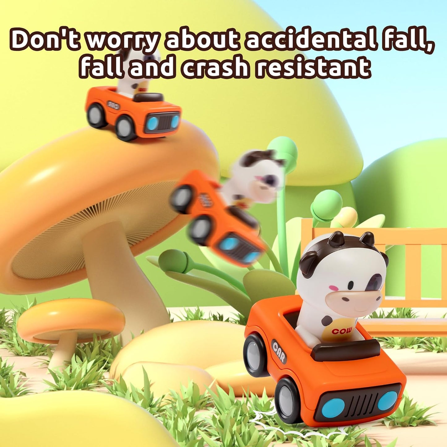 4 PCS Press and Go Cars Toys for 1 2 3 Year Old Boy, Infant Animal Racing Car for Toddlers 1-3, 1 Year Old Boy Girl Gifts Baby Play Vehicle Set, 1st Birthday Gifts, Pull Back Car Toy for 6-18 Months