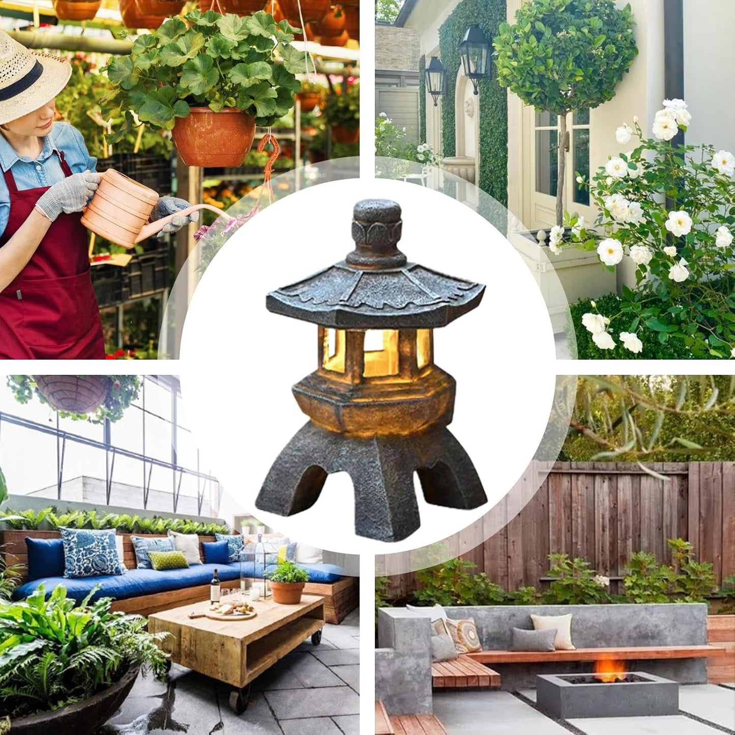 Zen Solar Garden Lamp - Solar Powered Palace Lamp for Path and Garden | Elegant Outdoor Lantern for Patio, Courtyard and Villa Night Decoration with Soft Ambient Lighting