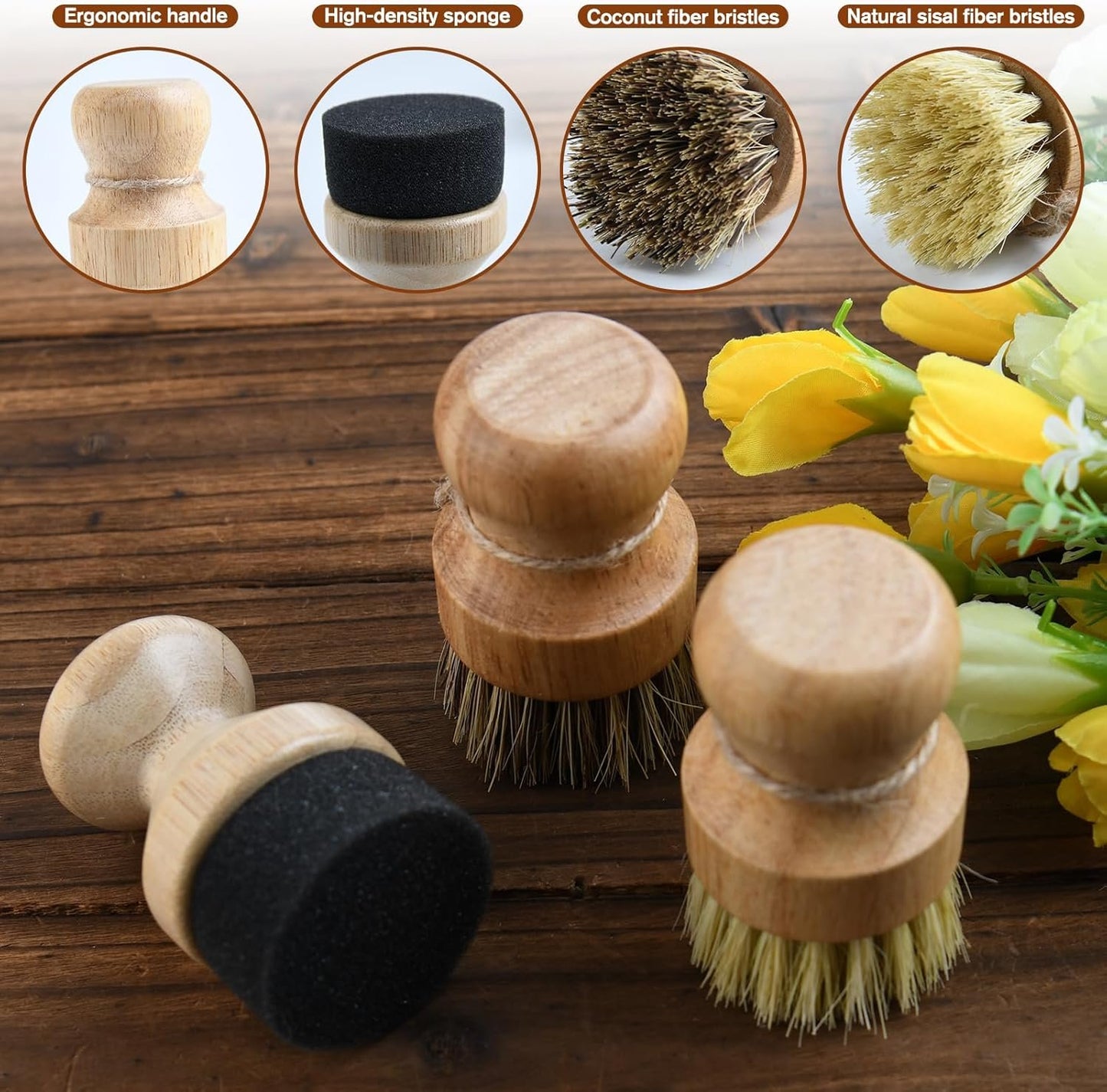 LEONTOOL 3 Pcs Cutting Board Oil Wax Applicator and Scrub Brush Set Natural Bamboo Wood Applicator for Mineral Oil Boards, Wooden Butcher Blocks, Spatulas, Spoons, Wooden Worktops, Utensil Care