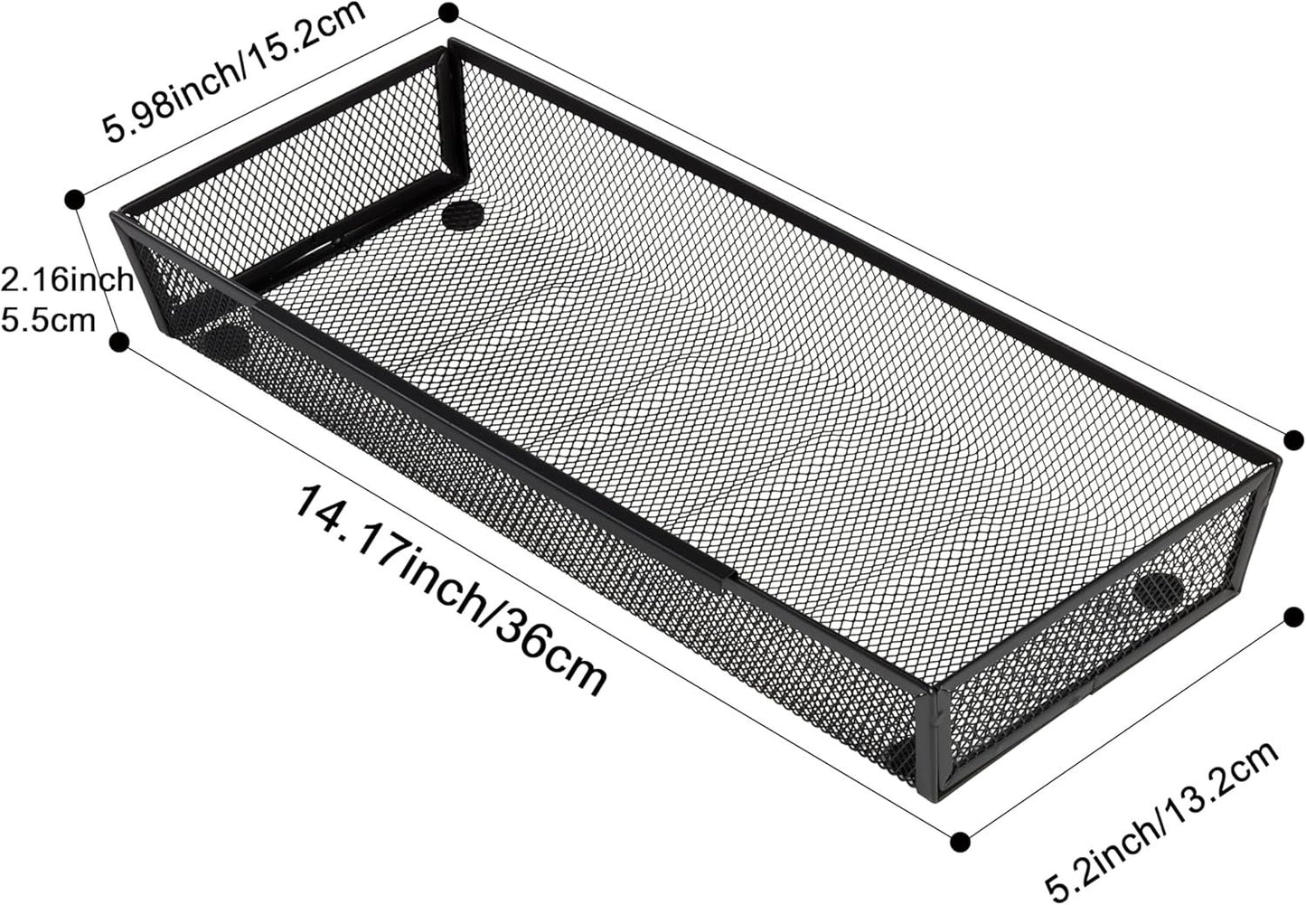 ihomecooker Mesh Tray Silverware Drawer Organizer Utensil Cutlery Tray Office Supplies Organizer for Flatware, Knives,Home,Office, School,Bedroom 15X6'' Black