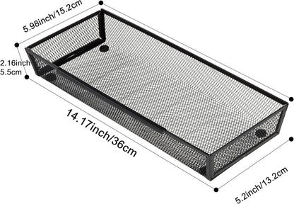 ihomecooker Mesh Tray Silverware Drawer Organizer Utensil Cutlery Tray Office Supplies Organizer for Flatware, Knives,Home,Office, School,Bedroom 15X6'' Black