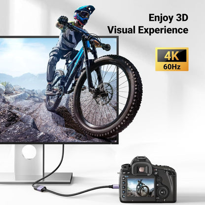 UGREEN 4K@60Hz Micro HDMI to HDMI Adapter 1080P Nylon Braided Male to Female Support 3D Compatible with Hero 7 Raspberry Pi 4 Camera 0.25M Silver