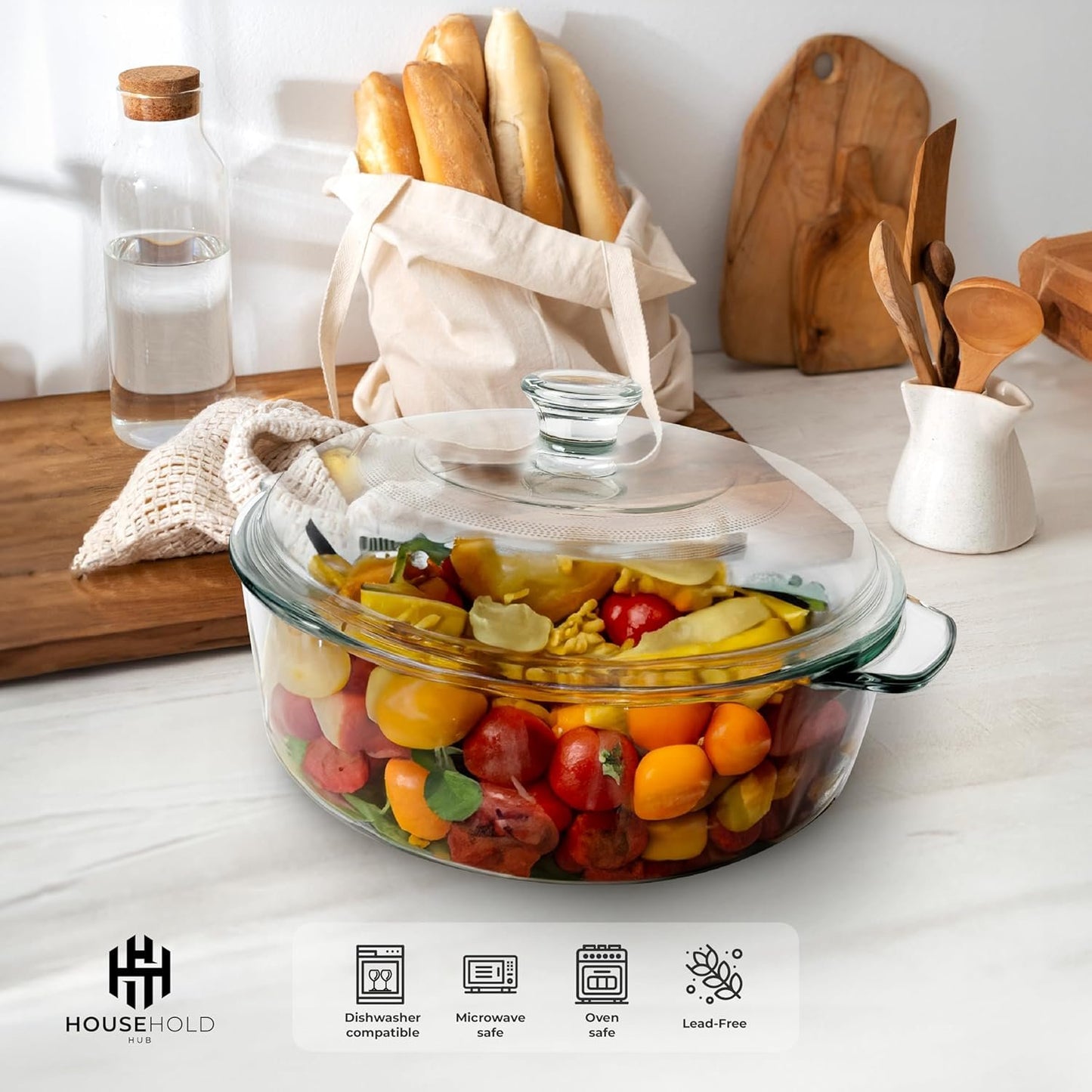 Round Glass Casserole Dish With Lid Oven Safe, Casserole Bowls With Lids, Covered Casserole Dish With Lid, Baking Glass Dish With Lid, Covered Casserole Dishes For Oven, Round Baking Dish With Lid,
