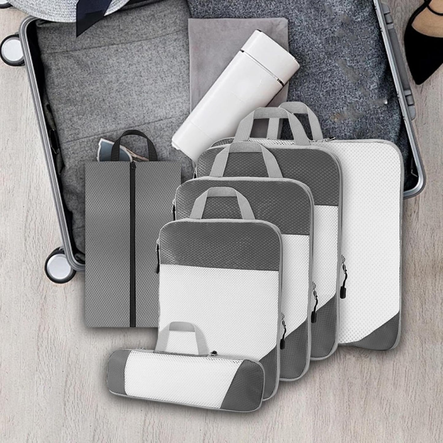 Gralara Ultimate Travel Packing Cubes Set for Seamless Organization, Gray