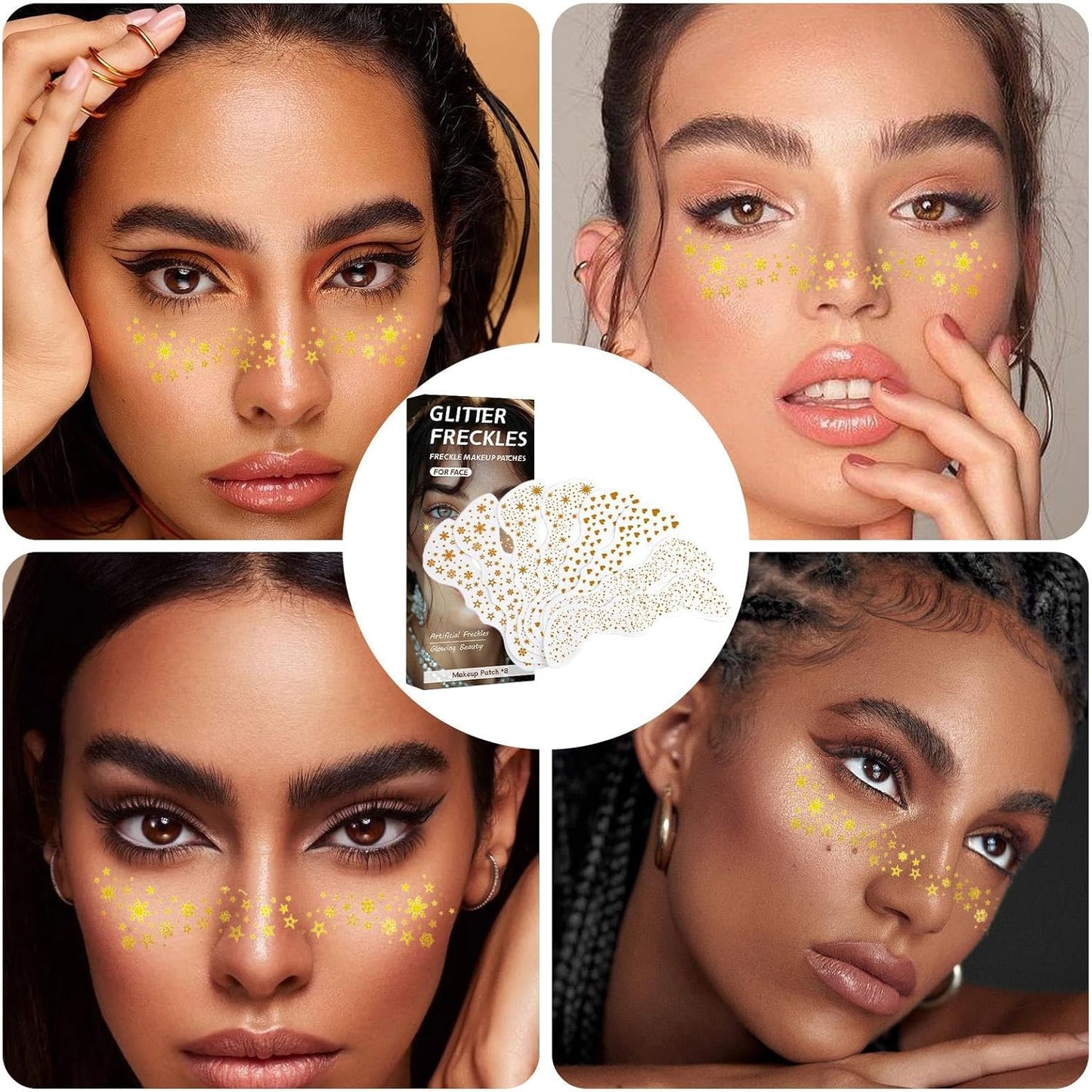 Face Glitter Stickers - Waterproof Face Jewels for Makeup, Freckles Decorations, Temporary Stickers for Concerts, Festivals, and Special Occasions, Easy-to-Apply Festival Makeup Accessories