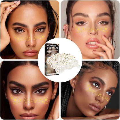 Face Glitter Stickers - Waterproof Face Jewels for Makeup, Freckles Decorations, Temporary Stickers for Concerts, Festivals, and Special Occasions, Easy-to-Apply Festival Makeup Accessories