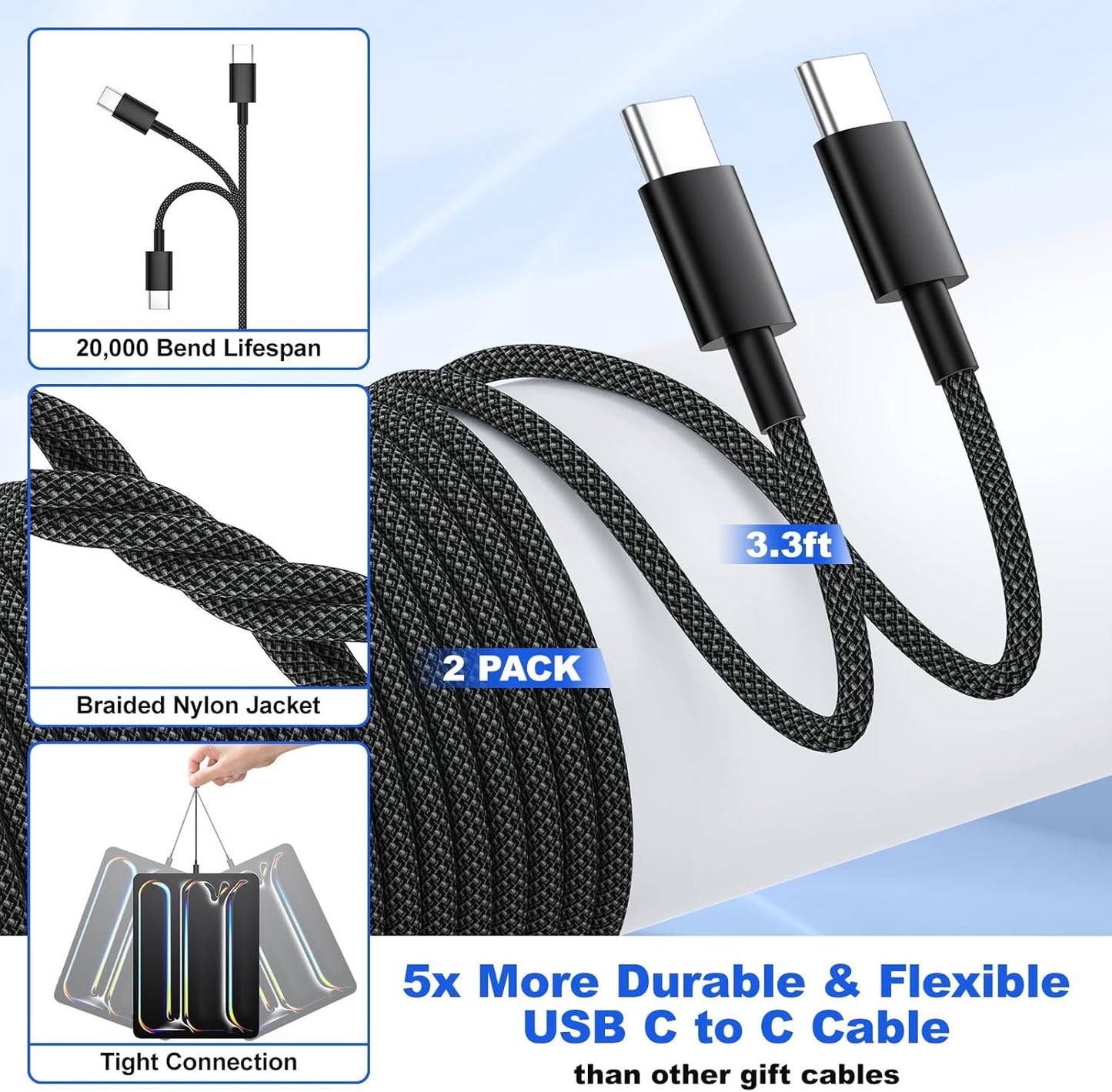 iPhone Car Charger Fast Charging, 40W Dual USB-C Cigarette Lighter Car Charger Adapter+2Pack 6ft USB C Cable+20W USB C Wall Charger Block for iPhone 16/16 Plus/16 Pro/16 Pro Max/15/15 Pro Max, iPad